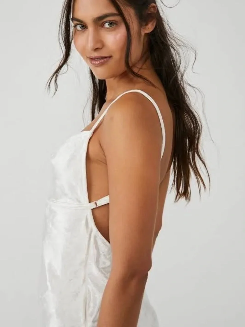 NWT Free People All Night Velvet Cowl Neck Open Back Camisole Champagne $68